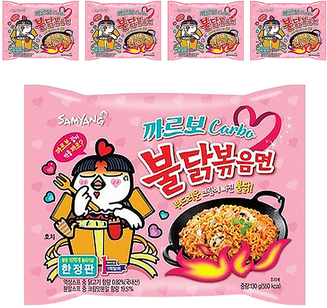 Buldak Ramen 火辣雞肉風味鐵板炒麵 奶油白醬風味 130g, 5包