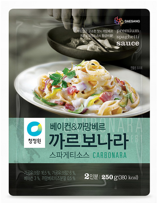 청정원 베이컨 앤 까망베르 까르보나라 스파게티소스, 250g, 1개