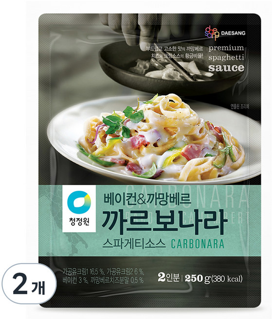 청정원 베이컨 앤 까망베르 까르보나라 스파게티소스, 250g, 2개
