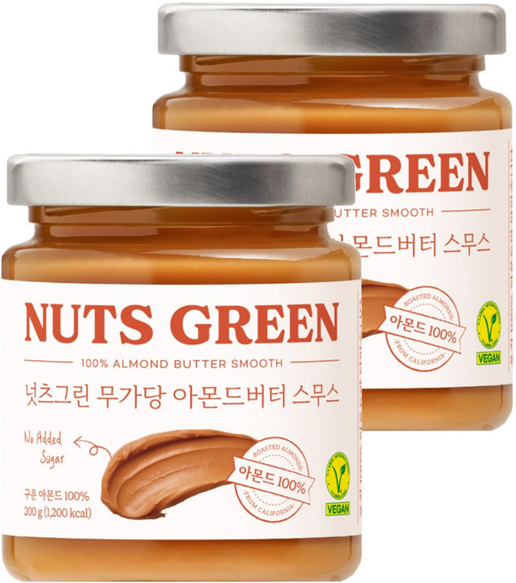 넛츠그린 아몬드 스프레드, 200g, 2개