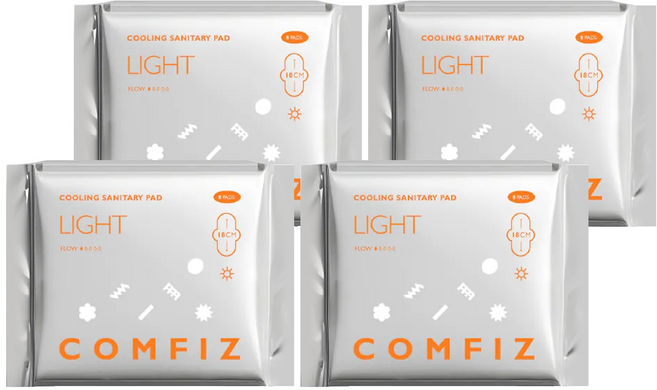 COMFIZ 康菲 超薄涼感衛生棉 量少型, 18cm, 8片, 4包