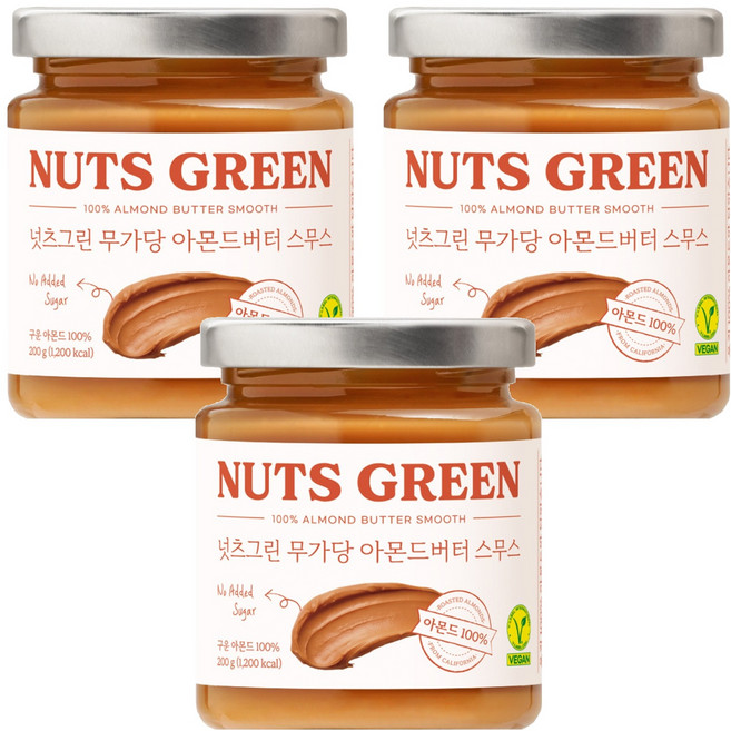 넛츠그린 아몬드 스프레드, 200g, 3개