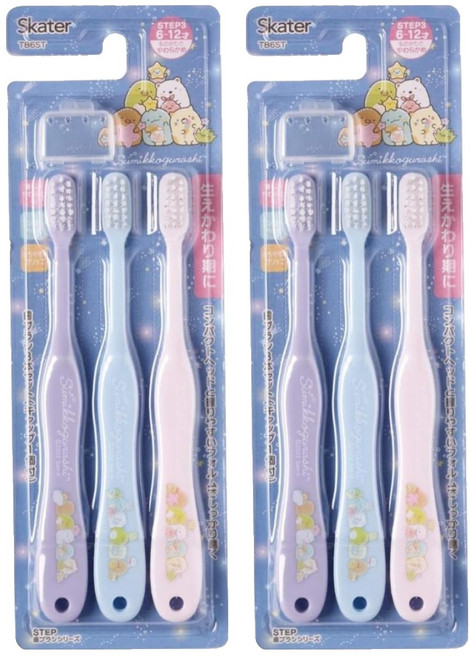 Skater 角落生物 牙刷, Assorted Colors, 3支, 2組