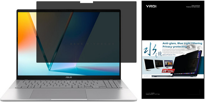 YADI 亞第 水之鏡 16 : 10 防窺片靜電吸附 ASUS Vivobook S14 S3407VA PF4PPA-W140, 1片, 14吋