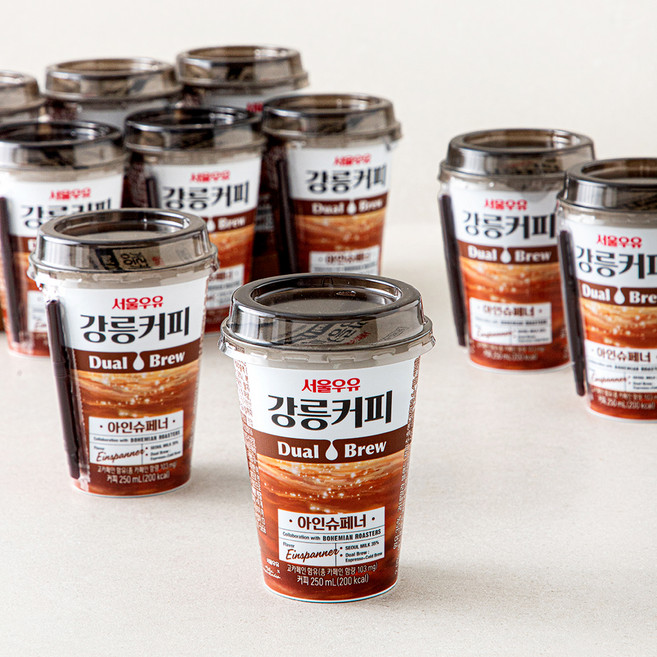 강릉커피 서울우유 듀얼브루 아인슈페너, 10개, 250ml