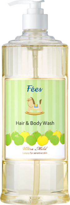 Fees BEBE 嬰兒柔護洗髮沐浴精 蘋果香, 600ml, 1瓶