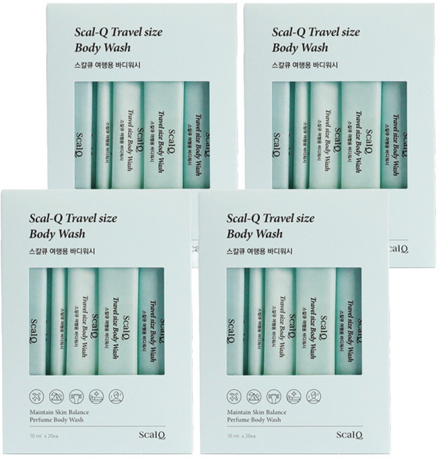 스칼큐 친환경 여행용 약산성 일회용 바디워시 스틱, 200ml, 4개