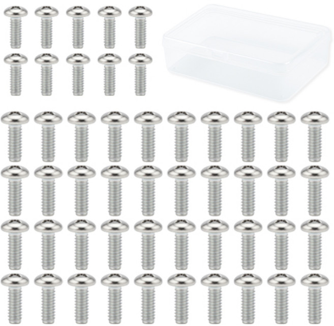 OON 탄소강 둥근머리 볼트 50p + 투명케이스 세트, 1세트, M6, 30mm
