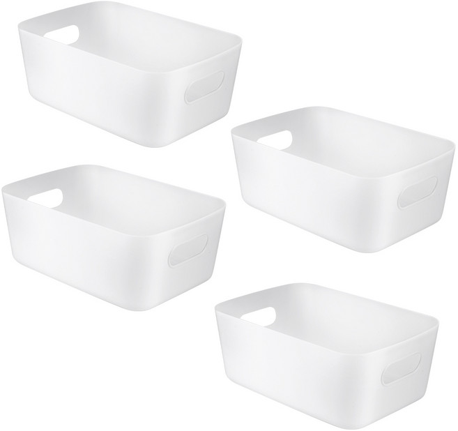 코멧 다용도 수납 바스켓 L, 화이트, 4개
