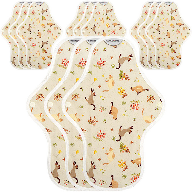 한나패드 면생리대 패드 패턴 랜덤발송, 중형, 6개입, 2세트