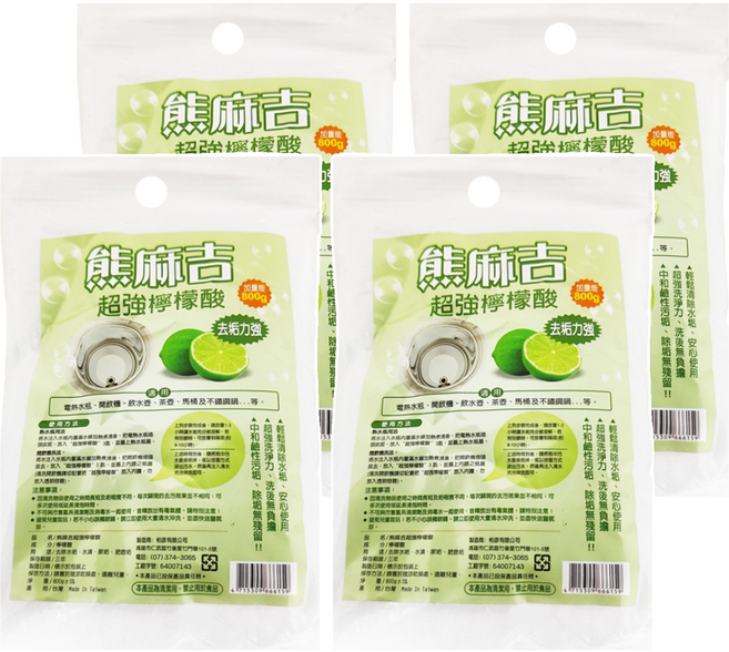 熊麻吉 超強檸檬酸, 800g, 4包