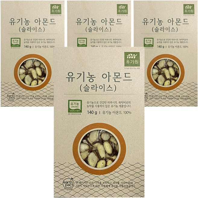 유가원 유기농 아몬드 슬라이스 토핑, 140g, 4개