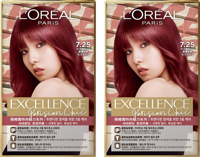 L'OREAL PARiS 巴黎萊雅 台灣公司貨 優媚霜時尚魅力系列 染髮霜, 7.25 煙燻粉棕, 2盒