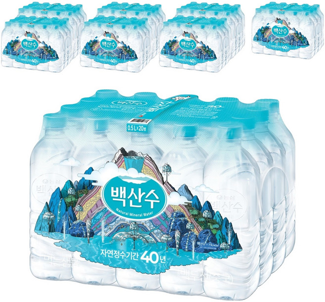 백산수 무라벨 생수, 500ml, 160개