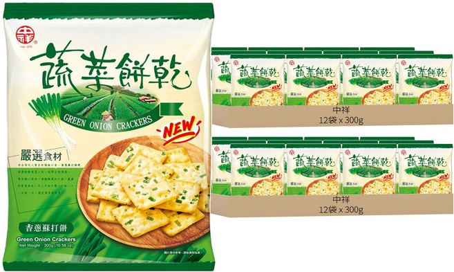 中祥 香蔥蘇打餅, 300g, 24袋