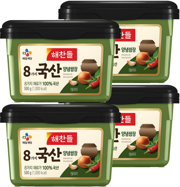 해찬들 8가지 국산 양념쌈장, 4개, 500g
