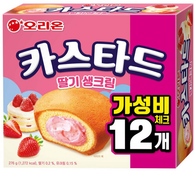 오리온 카스타드 딸기 생크림 12p, 1개, 276g
