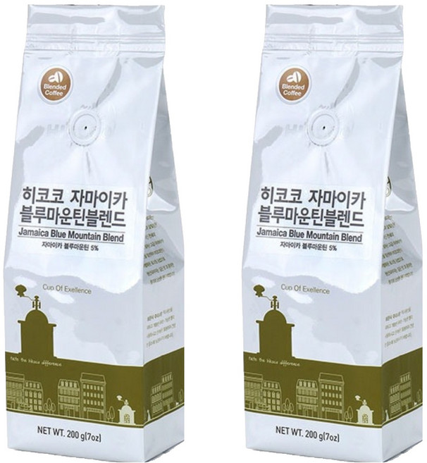 히코코 자마이카 블루마운틴 블렌드 원두커피, 홀빈(분쇄안함), 200g, 2개