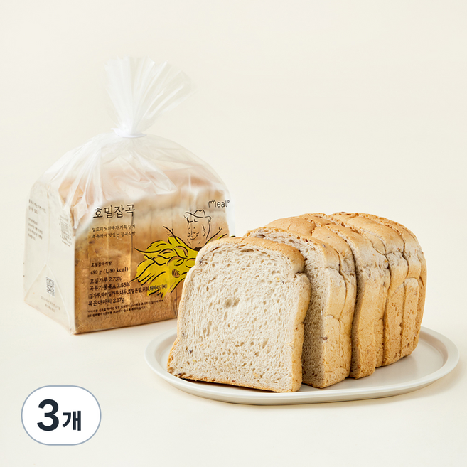 밀도 호밀잡곡 식빵, 480g, 3개