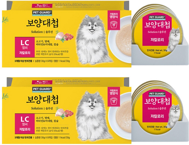 보양대첩 전연령 강아지 솔루션 LC캔 저칼로리 간식 8p, 소, 240g, 2개