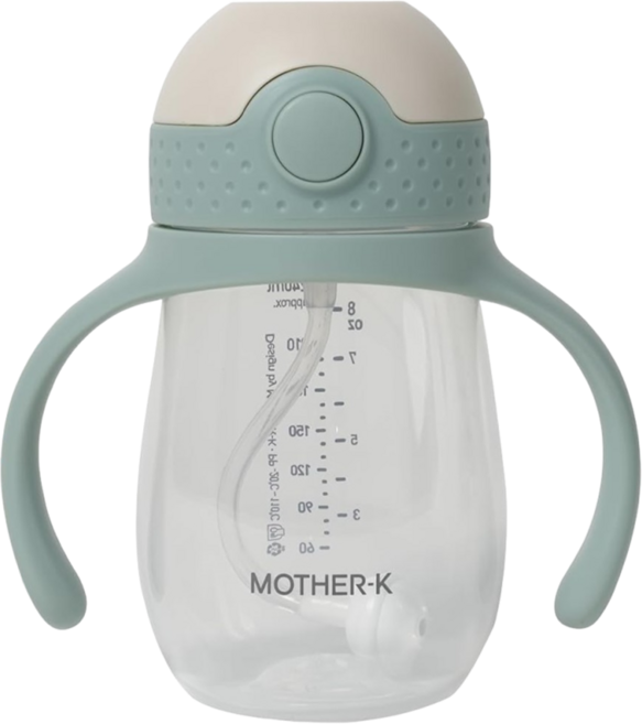 MOTHER-K HUG 防逆流PP水杯 240ml 不漏水 安全無毒PP材質 不含BPA 一鍵開關, 冰綠色, 1個