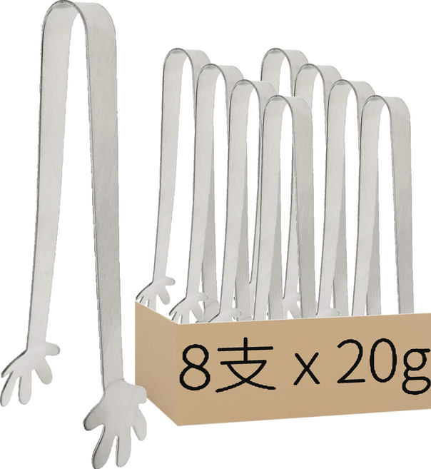 不鏽鋼食物夾 12 x 2.5cm 20g, 銀色, 8支