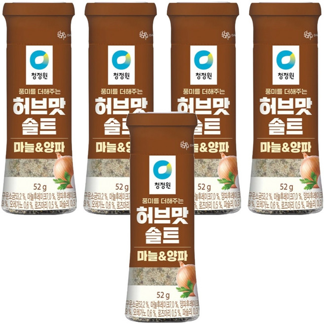 청정원 허브맛솔트 마늘&양파, 52g, 5개