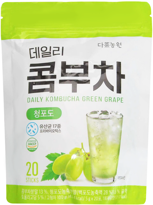 Danongwon 乳酸菌康普茶 青葡萄, 5g, 20條, 1袋