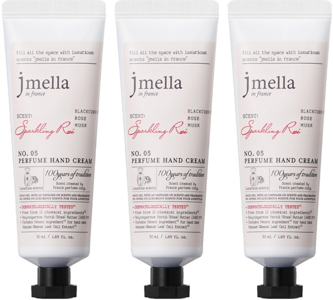 jmella 香氛護手霜 No.05 Sparkling Rose 星耀玫瑰香, 50ml, 3條