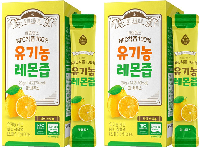 더존건강 NFC착즙 100% 유기농 레몬즙, 20g, 28개