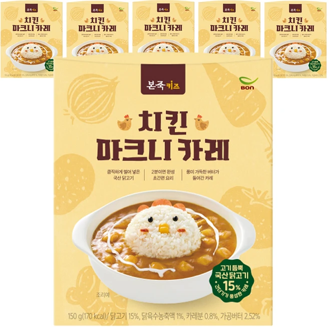 베이비본죽 본죽키즈 치킨 마크니 카레, 150g, 6개 - 쿠팡