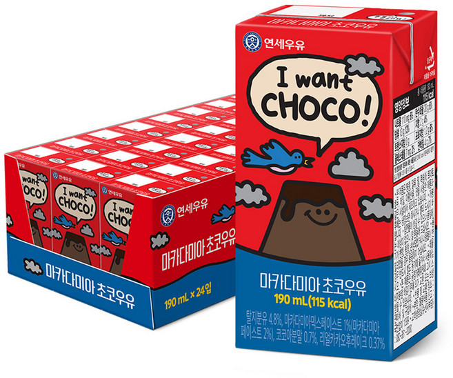 연세우유 마카다미아 초코우유, 190ml, 24개