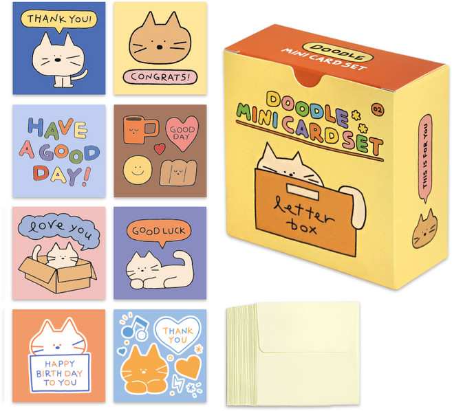 아이코닉 두들 미니카드 8종 x 3p + 봉투포함 24p 세트, 02, 1세트
