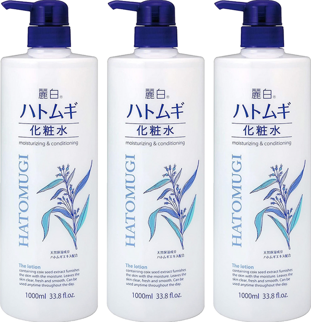 KUMANO 熊野油脂 薏仁透明感水嫩化妝水, 1L, 3瓶