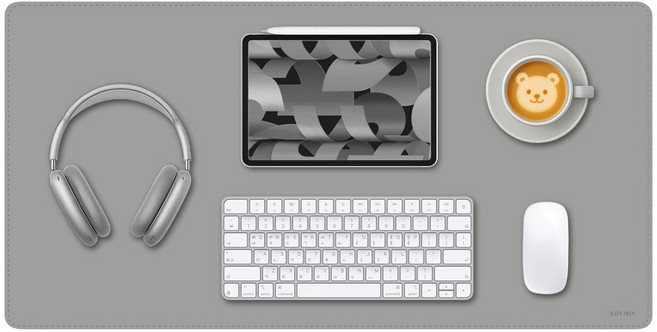 소이믹스 유니크 가죽 장패드 데스크매트 SOL7LO M, 그레이, 1개