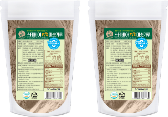 우리차 스테비아 17곡 미숫가루, 2개, 500g