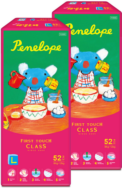 Penelope First Touch Class不易結塊黏貼型尿布, L, 104片