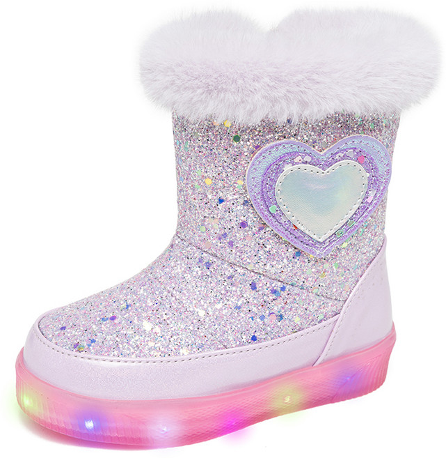 라스텔라 여아용 멀티풀하트 LED 털안감 하트 겨울 라이팅 부츠