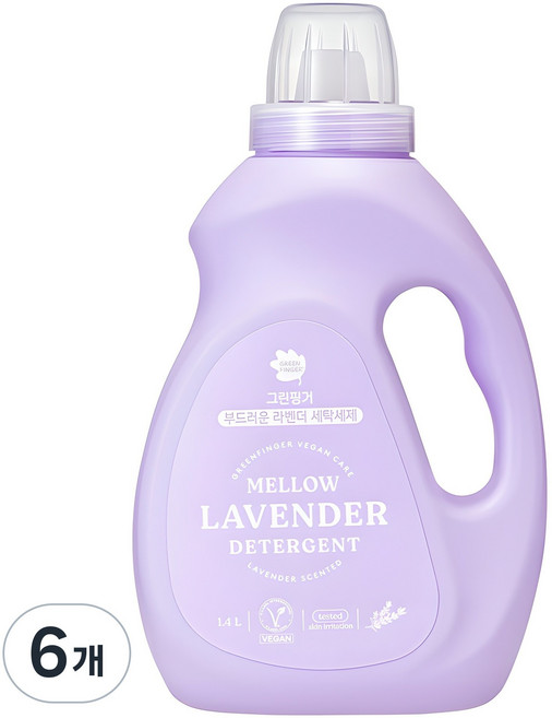 그린핑거 부드러운 라벤더 세탁세제, 1.4L, 6개