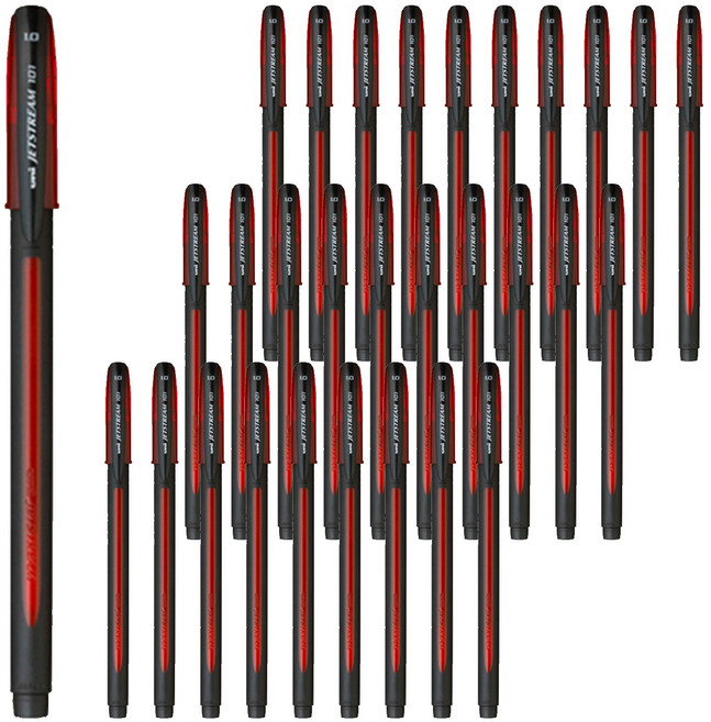 제트스트림 SX-101-10 캡식펜 1.0mm, 레드, 48개