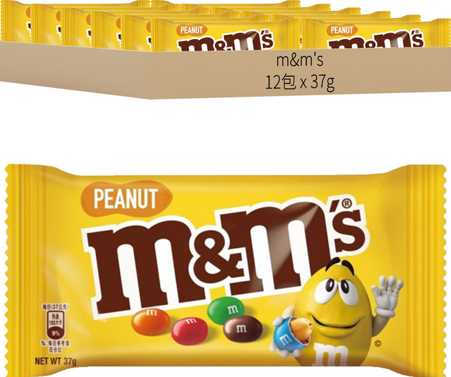 m&m's 經典糖衣巧克力 花生口味, 37g, 12包