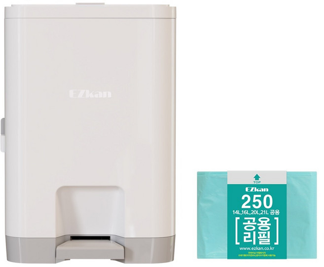 이지캔 4중 냄새 차단 휴지통, 화이트, 20L