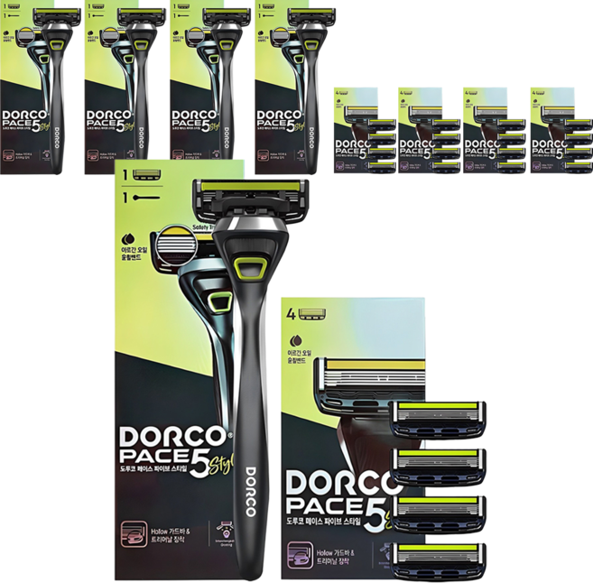 도루코 페이스 5 스타일 스타터킷 베이직 면도기 세트, 면도기 + 면도날 5p, 5세트