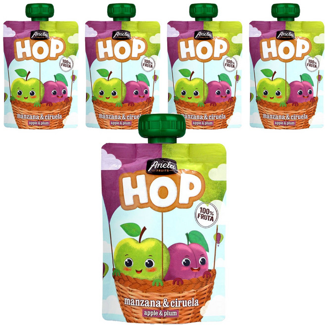 아넬라 HOP 과일 퓨레, 100g, 5개, 혼합맛(사과/생푸룬)