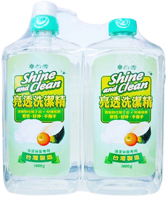 Snow White 白雪 亮透洗潔精 2瓶, 1kg, 1袋