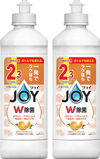 JOY W 除菌潔淨洗碗精補充瓶 柑橘, 2個, 300ml