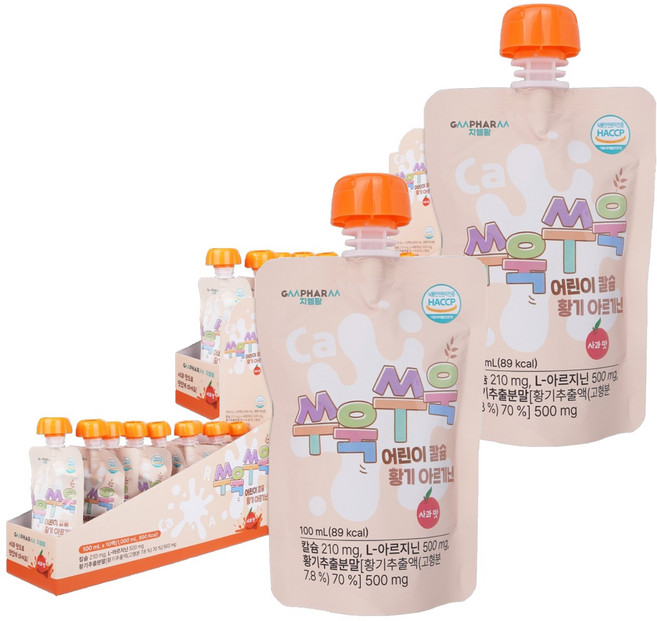 지엠팜 쑤욱쑤욱 어린이 칼슘 황기 아르기닌, 100ml, 20개, 사과맛