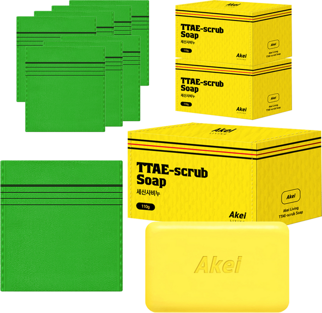 아케이 리빙 세신사 비누 + 때타올 2p, 90g, 3세트