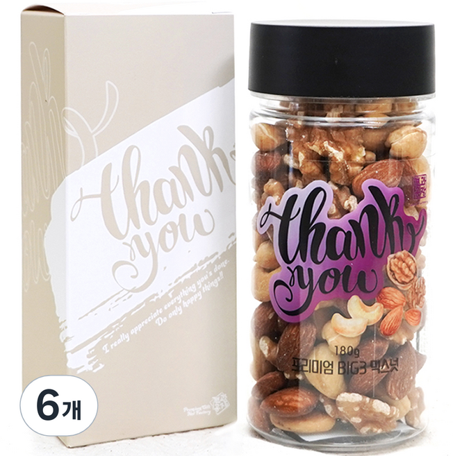 견과류 답례품 프리미엄 BIG3 믹스넛, 180g, 6개
