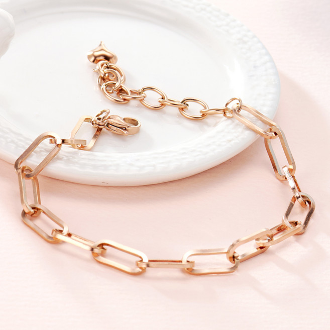 노이드비 여성용 써지컬스틸 굵은 클립체인 베이직 팔찌